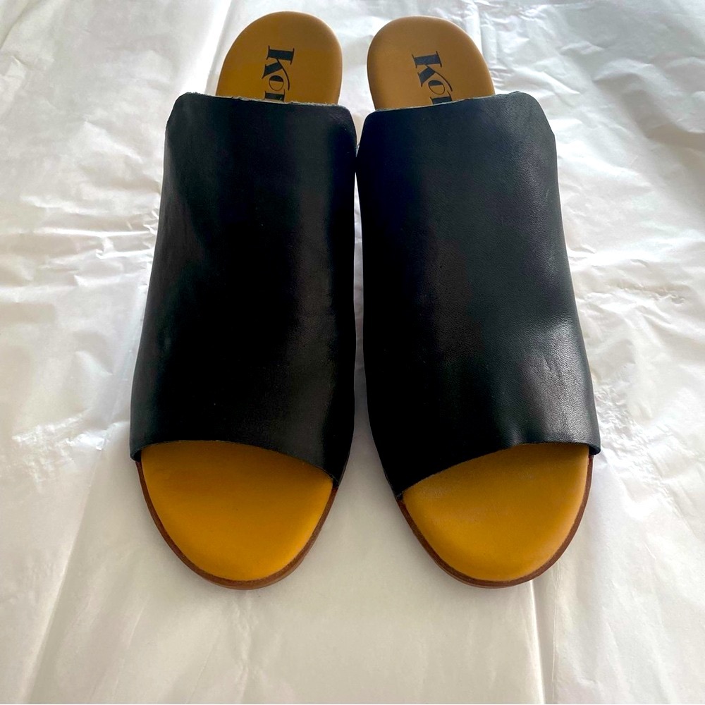 KORK-EASE Black slide with Cork wedge size 10